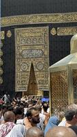 MECCA, SAUDI ARABIA - MAY 02 2024. View on Kaaba from second floor of Masjid Al Haram through some new constructions building around the masjid. High quality photo