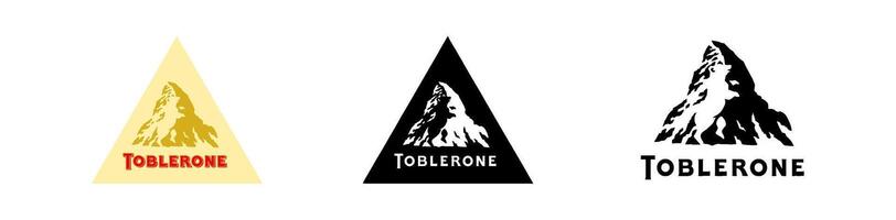 Most popular candy sweets logos Toblerone. Editorial realistic brand logotype collection icons vector