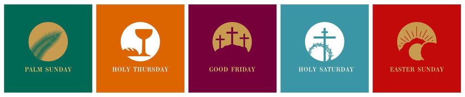Holy Week icons, set of graphic elements for Easter celebrating vector