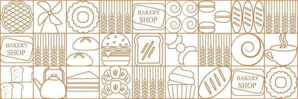 Bakery line pattern.bakery shop pattern illustration vector