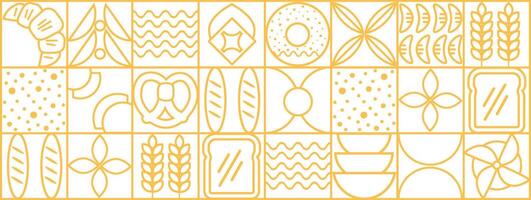 Bakery line pattern.a pattern of geometric shapes in orange and white vector