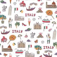 Italy seamless pattern with hand drawn icons vector
