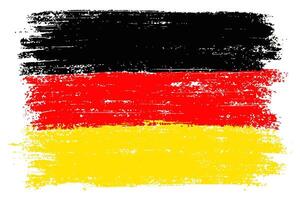 Grunge representation of the German flag with rough brush strokes and a distressed texture. The black, red, and yellow colors are hand-painted, creating a bold. For posters, banners. vector