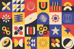 Neo Geo Abstract Bauhaus Seamless Pattern vector