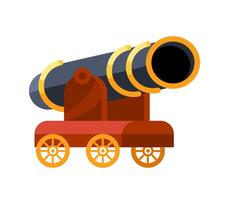 Old Ship Cannon Shooting on Wheels, Side View vector
