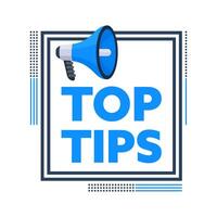 Megaphone Announcing Top Tips inside a Square Frame vector