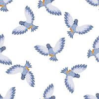 Seamless pattern with flying pigeons spreading wings on white background vector