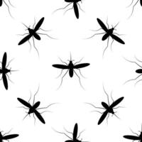 Mosquito Silhouette Seamless Pattern on White Background, Repeating Mosquito Insect Pattern vector