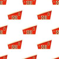 Red barn repeating pattern on white background vector