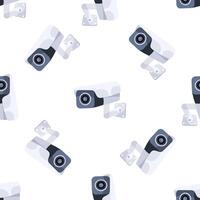 Security camera seamless pattern providing constant surveillance guaranteeing safety and protection vector