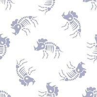 Triceratops dinosaur skeleton seamless pattern repeating paleontology design element backdrop vector