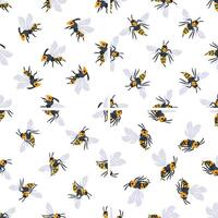 Seamless pattern of wasp flying showing wings and stinger vector