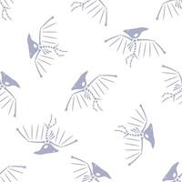 Pterodactyl dinosaur skeletons flying in seamless pattern vector