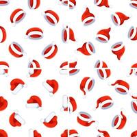 Christmas Seamless Pattern with Santa Claus Hats Rotating on White Background vector