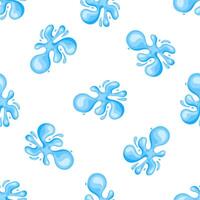 Seamless pattern of cartoon water splash, flowing, splashing, dripping, aqua, liquid, blue drops on white background vector