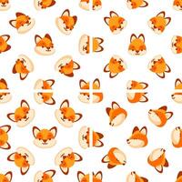 Cute fox head seamless pattern rotating on white background vector
