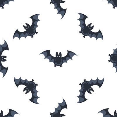Seamless pattern with flying bats spreading wings for halloween decoration