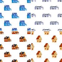 Seamless pattern with colorful houses representing suburban neighborhood featuring various architectural styles vector