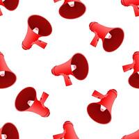 Red megaphones seamless pattern representing communication and announcement vector
