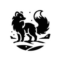 The fox is standing in the snow with the moon in the background vector