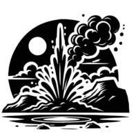 An illustration of a volcano erupting into the sky vector