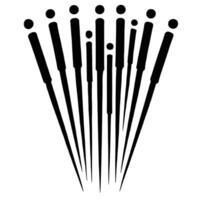 A group of needles is shown in black and white vector