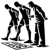 A man is standing on a board with three people vector