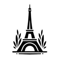 The eiffel tower is shown in black and white vector