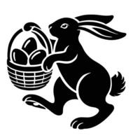 Easter bunny with basket of eggs vector
