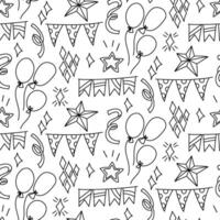 Pattern festive elements using balls, flags, confetti. Are suitable materials for decorating parties, holidays, advertisements and products related various celebrations and special events. Packaging vector