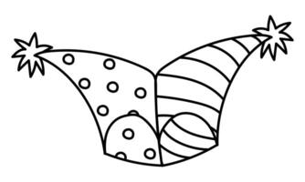 fool's hat with a doodle texture for Mardi Gras. hat with pom-poms. It is suitable for use in the design of materials, advertising, goods and decor related to carnival themes, holidays Mardi Gras fun. vector