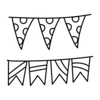 set of doodle holiday items with flags. It is suitable for decorating materials for parties, holidays, advertisements and products related to various celebrations and festive events. Doodle birthday vector