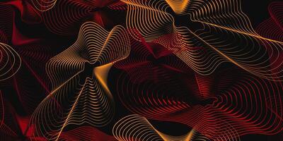 Seamless Abstract Wavy Line Background Modern Black, Red, and Orange Gradient Flow Pattern for Digital Design, Wallpapers, Futuristic Tech, and Branding vector