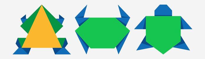 Colorful geometric origami animals, creating playful characters and design vector