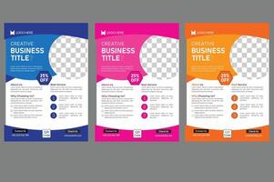 a bundle of 3 templates of different colors modern business flyer template, abstract business flyer perfect for creative professional business vector