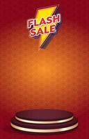 flash sale discount portait template banner with blank space 3d podium for social media feed product sale with abstract gradient orange and red background vector
