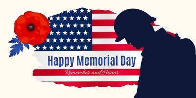 horizontal banner for memorial day in america, veterans day template vector