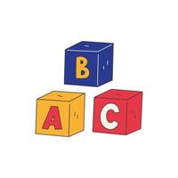 Three colorful cubes with alphabet vector