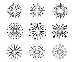 Firework Silhouette. Set Of Firework Icons. vector