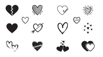 Heart SilhHeart silhouette set, Set of heart icon. vector