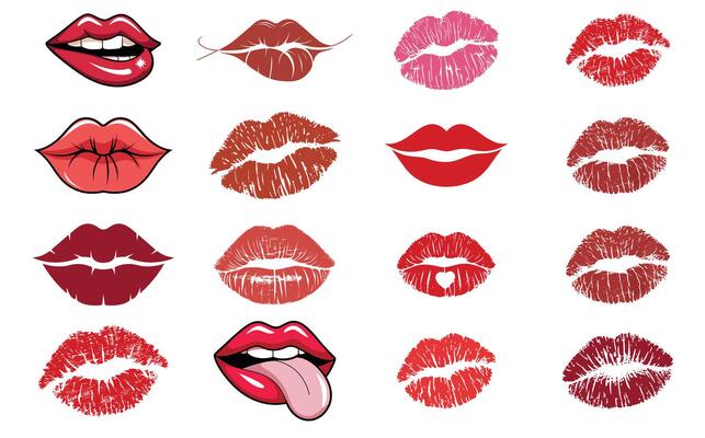Lip Silhouette bundle, Lip icon Set.