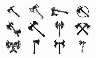 Axe Designs with Double Blades, Battle Axes, and Handheld Variations vector
