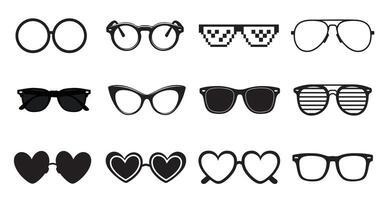 Sunglasses and Eyewear Designs with Creative Frames and Heart Shapes vector