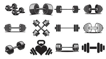 Weightlifting and Dumbbell Designs with Barbell Sets and Kettlebells vector