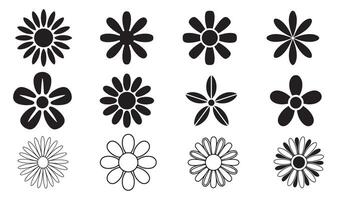 Simple and Stylish Flower Designs with Petals and Circular Centers vector