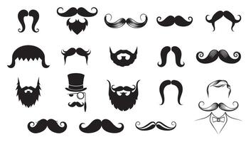 Mustache Silhouette bundle, Mustache icon Set. vector
