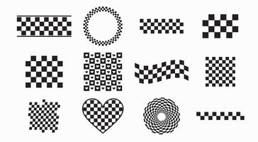 Set of Dynamic and Creative Black and White Checkered Patterns vector