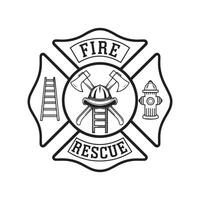 Fire Rescue Emblem Design for Emergency Services and Public Safety Graphics vector