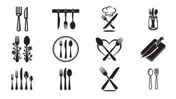 Set of Elegant and Creative Fork and Spoon for Culinary Design vector
