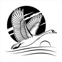 A swan with wings outstretched vector